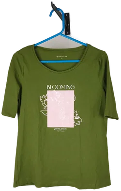 Tom Tailor Damen T-Shirt Grün Mit Rosa Blumenprint | Jeans-Begleiter - Bild 1