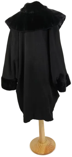 Erreuno Vintage Damen Wintermantel/Cape schwarz - XL/42 - Bild 2