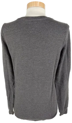 Pullover "Blinde Date" langarm mit Rundhalsausschnitt, dunkelgrau mit Aufdruck, Größe XS – Vorschau 3