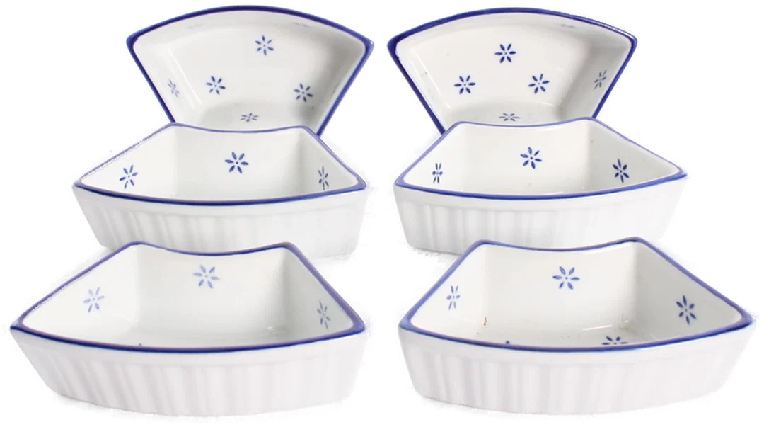 Vintage Servierset aus Keramik mit Korb – 7-teilig, rund – Bild 5