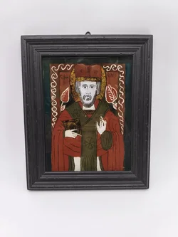Antike Hinterglasikone "Heiliger Nikolaus", Siebenbürgen um 1900, Original