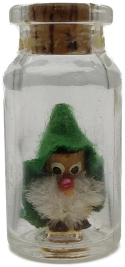 Skandinavische Miniatur-Wichtelfigur in Glasflasche | Geschenkidee