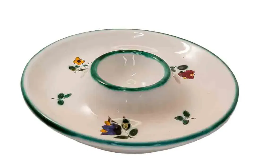 Gmundner Keramik Eierbecher mit Ablage Streublumenmuster Handbemalt Ø 12,4 cm - Bild 4