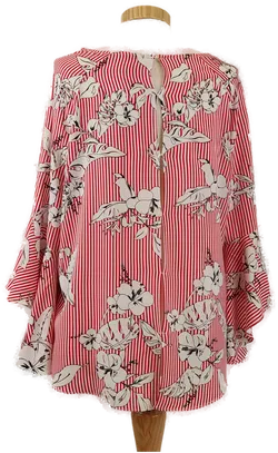 AMISU Damen Bluse gestreift/geblümt mit Trompetenärmeln, Gr. S - Bild 3