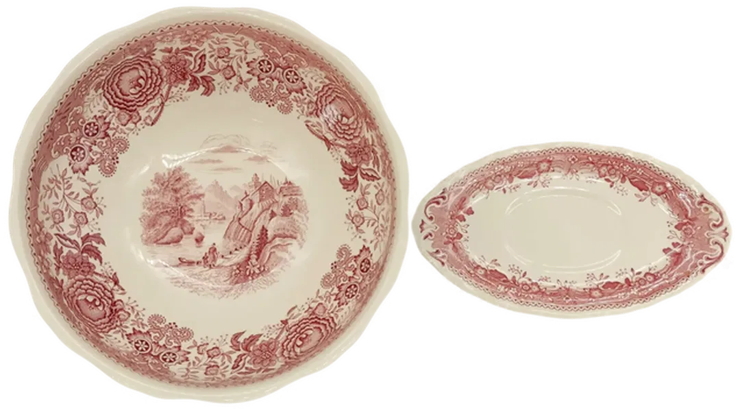 Villeroy & Boch Porzellan/Keramik Schale/Schüssel und Butterteller Design Burgenland weiß/rot - Bild 1