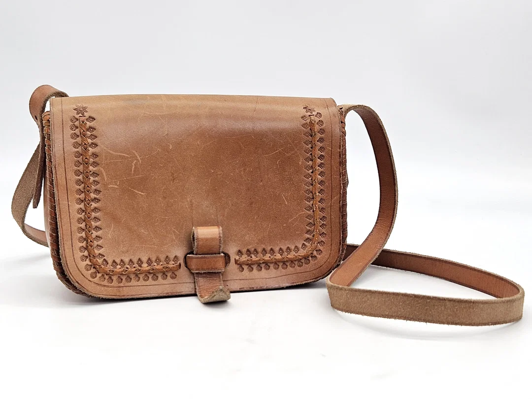Vintage Damen Umhängetasche - hellbraun - Bild 1
