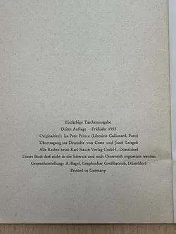 Buch Der Kleine Prinz Ausgabe Frühjahr 1953 - Bild 2