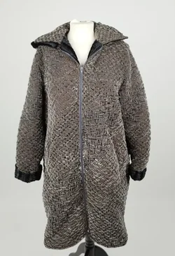 Mantel - Polyester - Samt Crinkleoptik mit Kapuze, Gr. ca. XL   - Bild 1