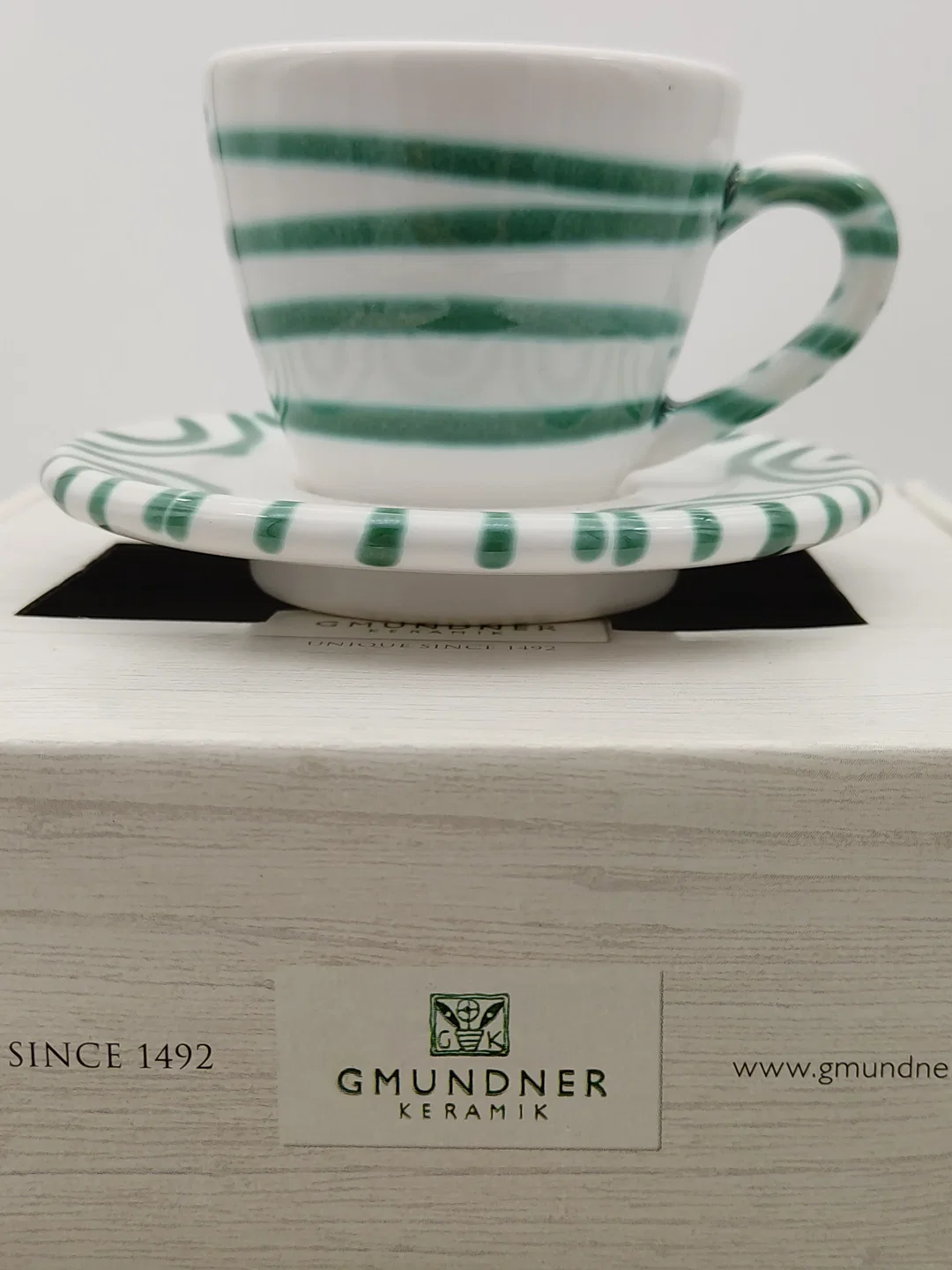 Gmundner Keramik Espresso-Set Grün Geflammt | Geschenkbox – Bild 5