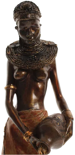 Exquisite afrikanische Frauenfigur in Bronzeoptik mit Wasserkrug - Bild 2