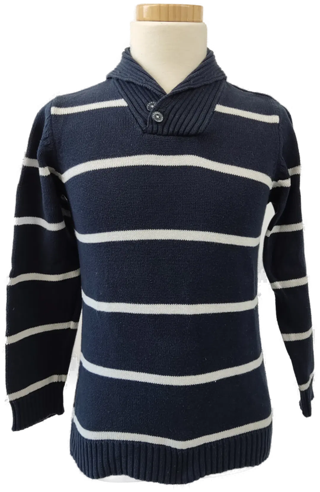 Division Kinder Pullover (J) blau weiß gestreift - 128 - Bild 1