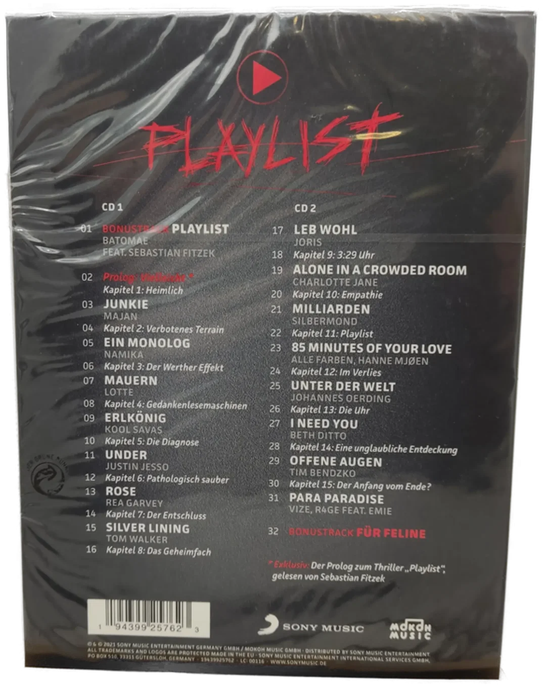 Buch/2 CD's "Playlist" Psychothriller Sebastian Fitzek – Bild 2