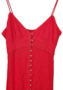ZARA Damen Leinenkleid, rot - Gr. L - Bild 5