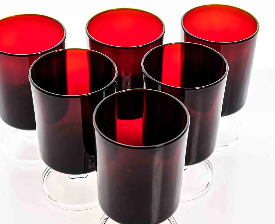 Französisch Arcoroc Modernist Luminarc Weingläser 6er Set Rubin   – Bild 3