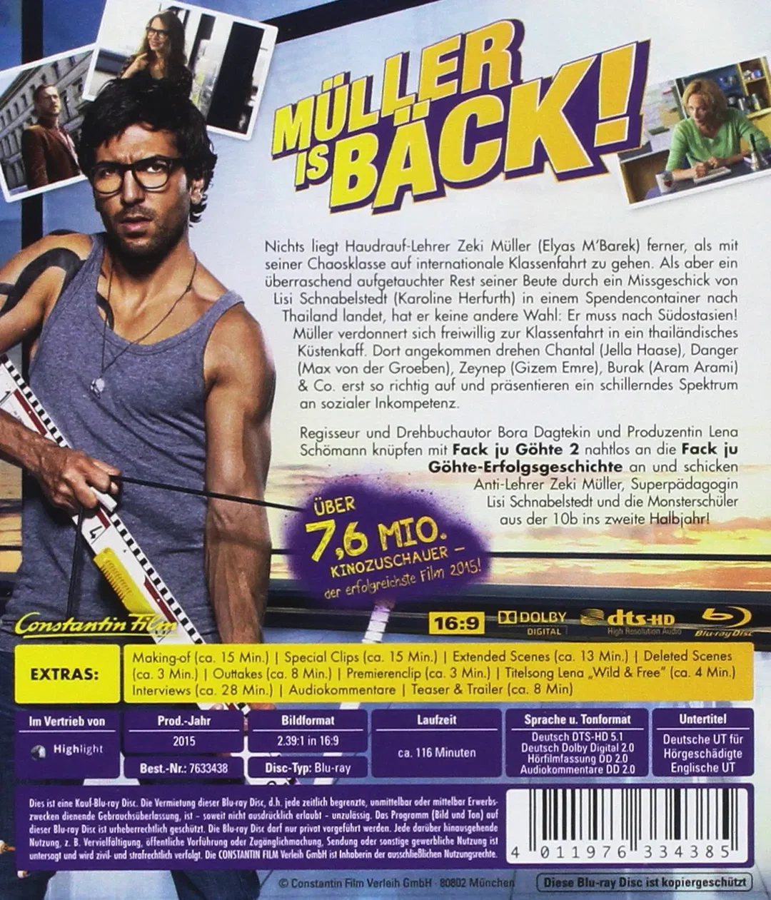 Blu-ray "Fack ju Göhte 2" - 2015, Constantin Film, Wende-Cover – Bild 2
