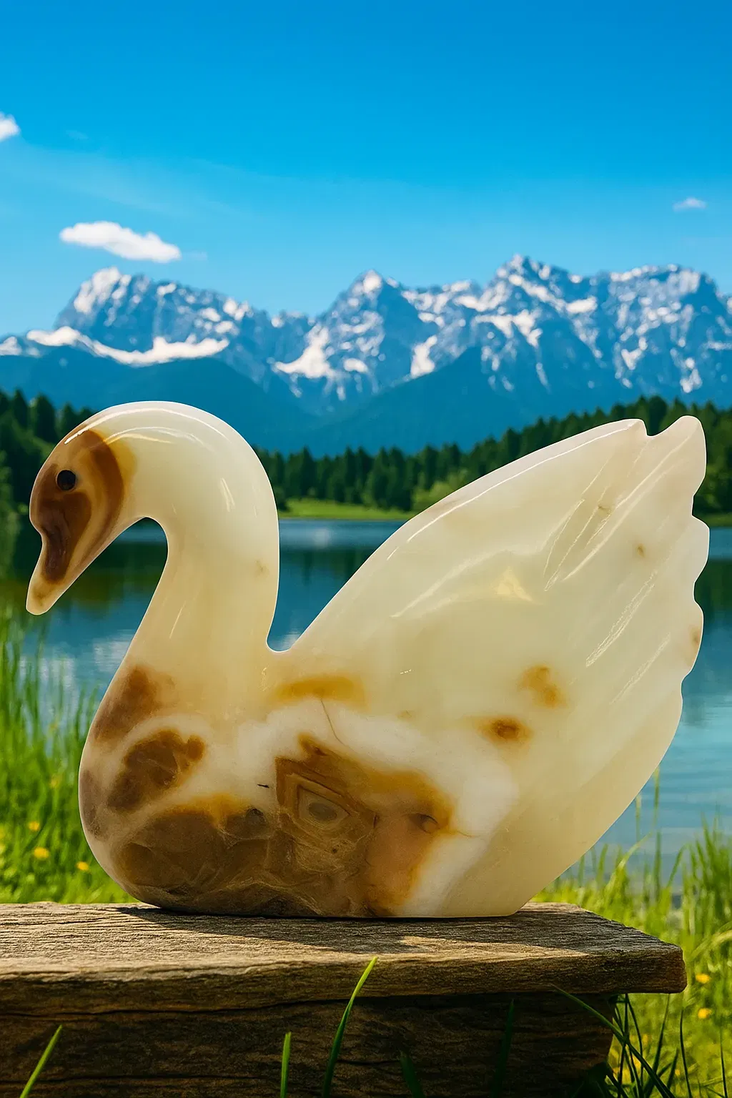 Dekofigur Schwan aus Onyx-Stein - Bild 1