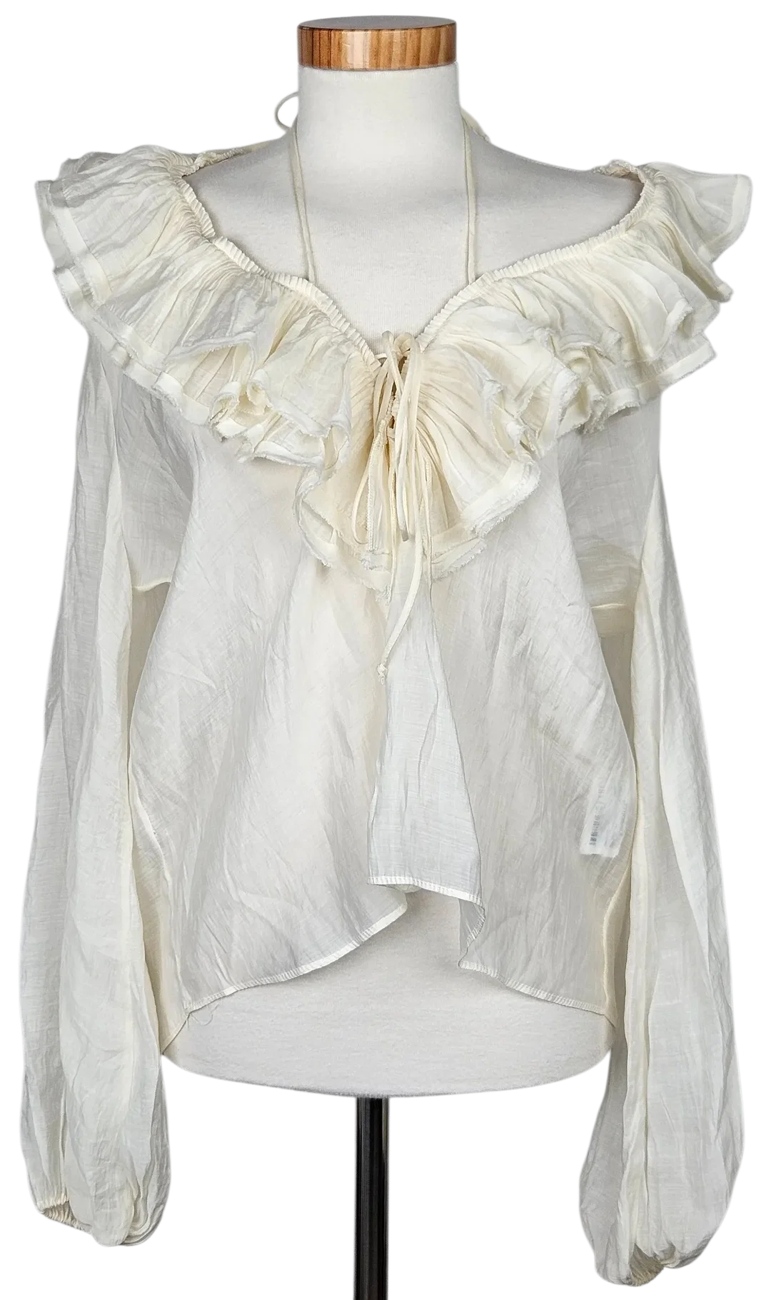 ZARA Damen Bluse, off-weiß - Gr. L - Bild 4