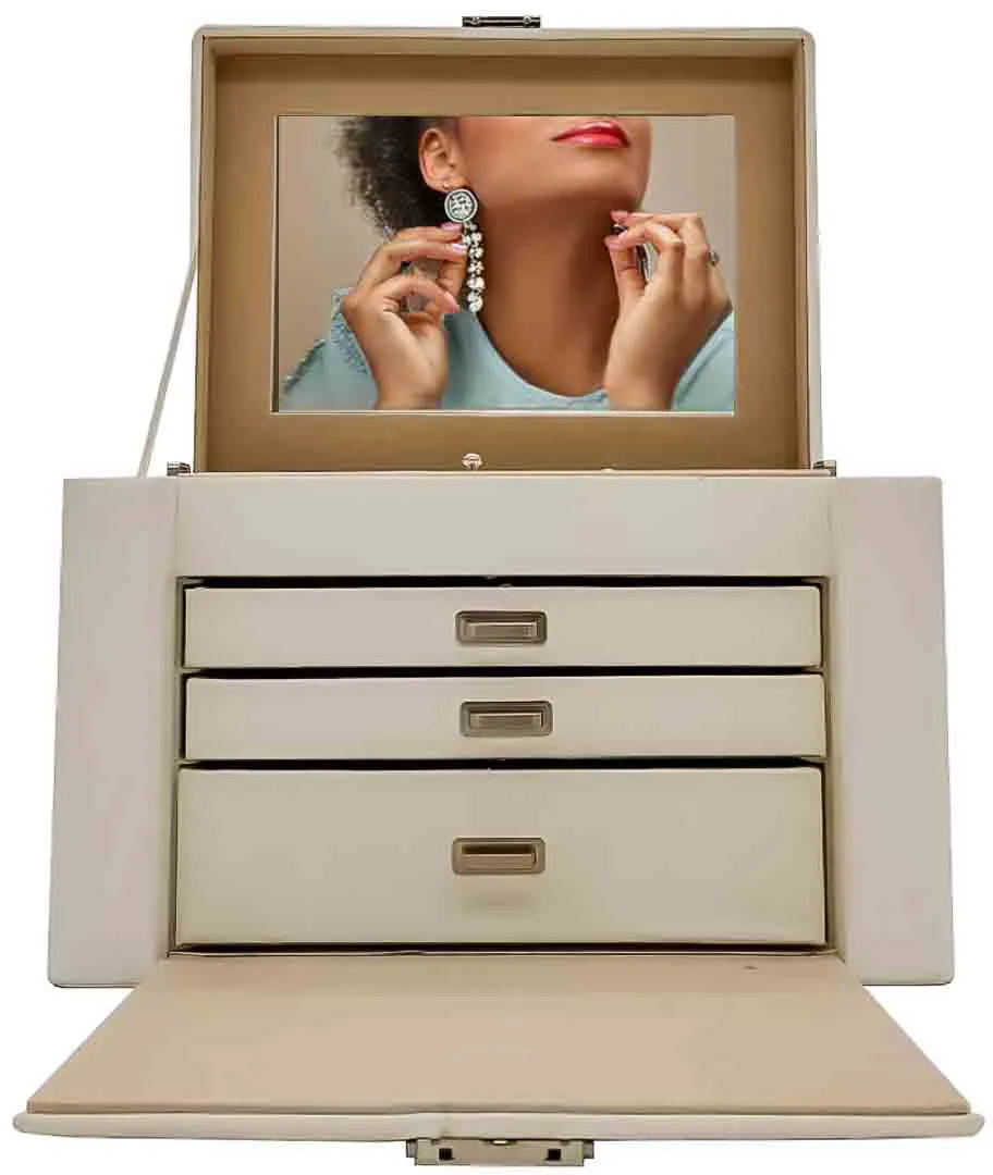 SONGMICS abschließbarer Schmuckkasten mit viel Stauraum in weiß-beige - Bild 1