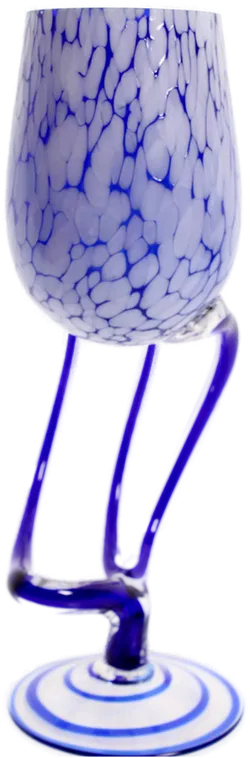 Handgefertigtes Weinglas aus Kunstglas, blau-weiß, Höhe ca. 25 cm, Unikat - Bild 3