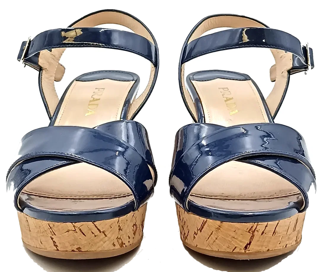Prada Damenwedges dunkelblau Gr. 38 – Bild 2