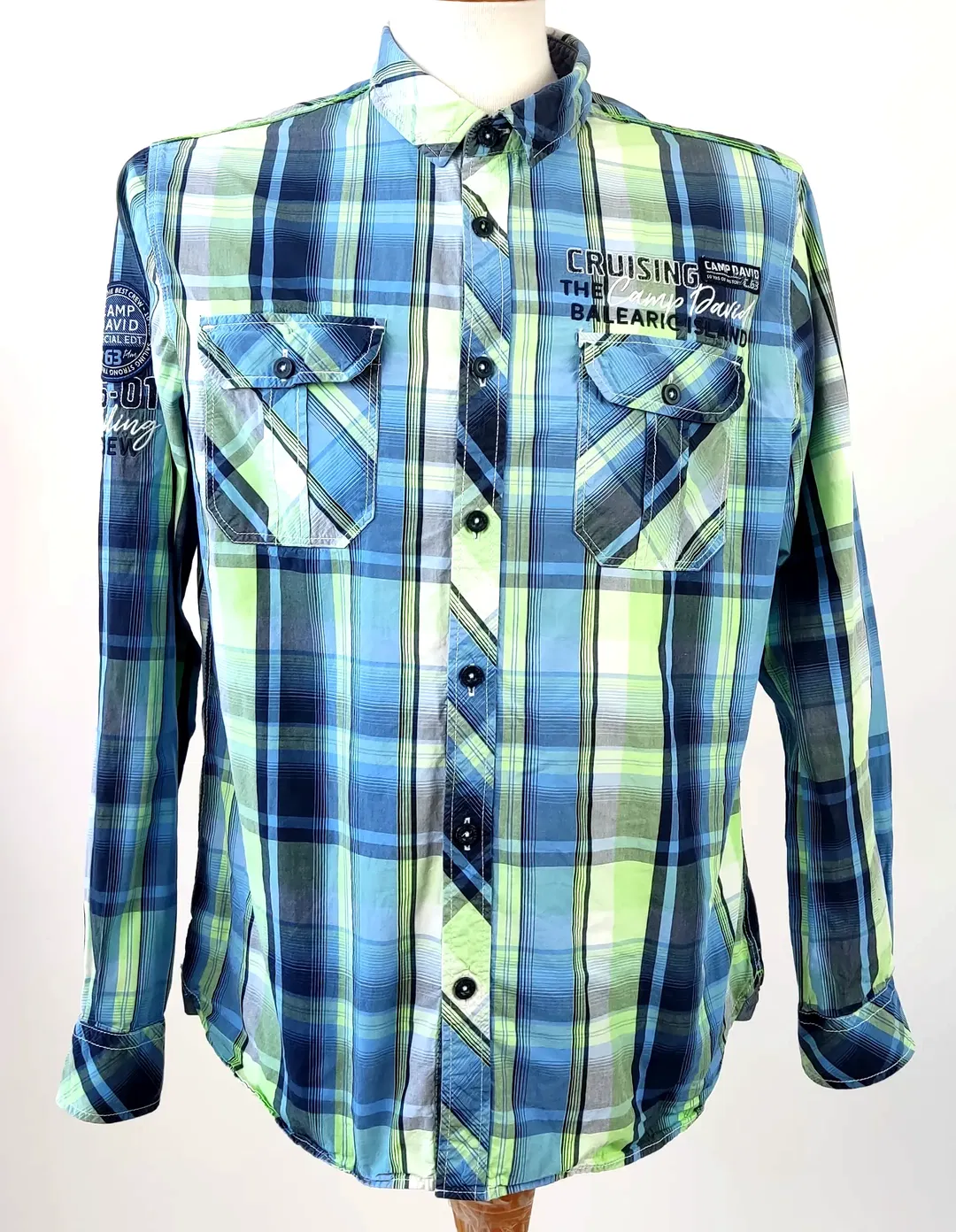 Camp David Herren Langarmhemd kariert - Gr. M - Bild 1