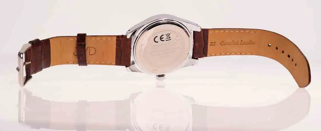 CURREN Quartz Herrenuhr Schwarz mit Datum, braunes Lederband – Bild 2