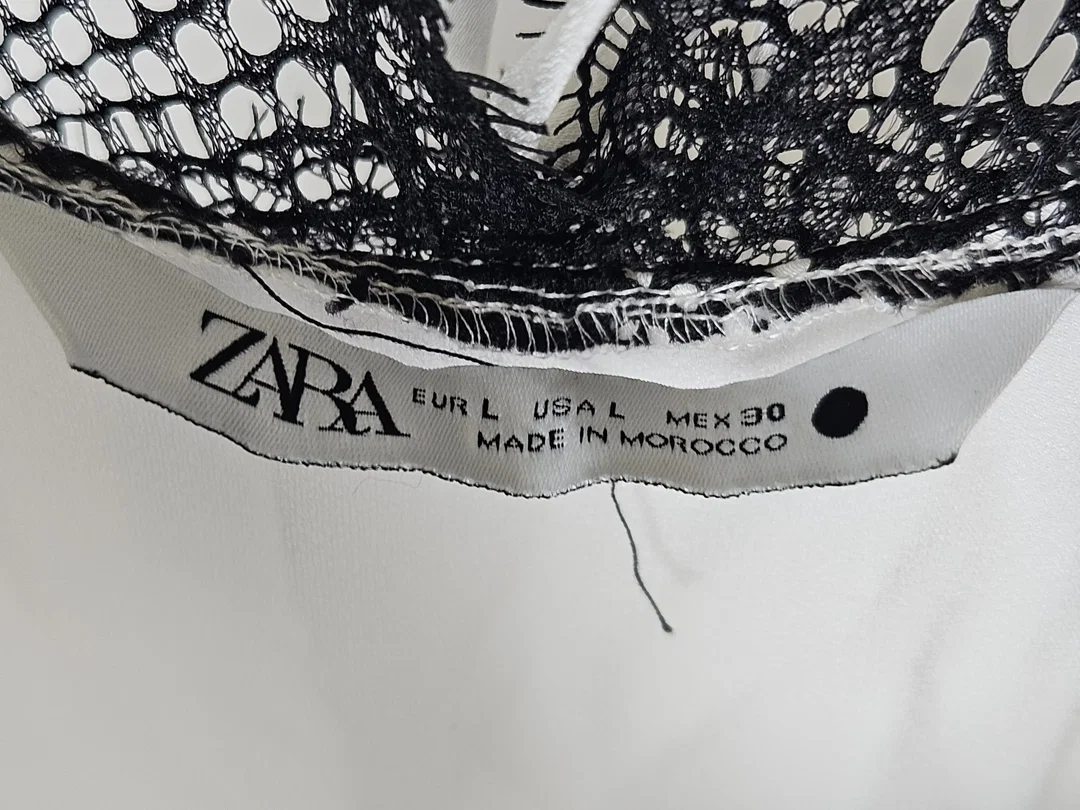ZARA Damen Maxikleid mit Spitze, weiß - Gr. L – Bild 4