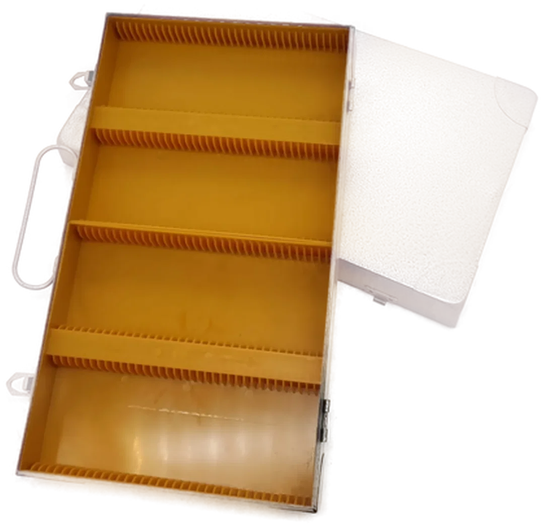 Vintage 2 Stk. elegante Aufbewahrungsboxen für 144 Diarahmen – Bild 3