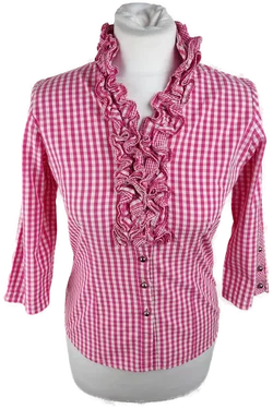 Arido Trachtenbluse Größe 34 Rosa Kariert | Rüschencharme – Vorschau 1