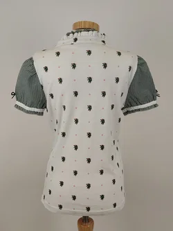 Damen Trachten T-Shirt, kurzarm, grün-weiß, mit Steiermark Wappen, Gr. M - Bild 2