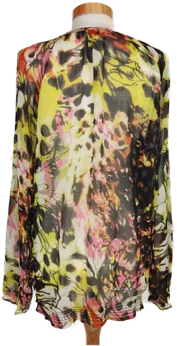 Bonita Damen Bluse schwarz/rosa/gelb gemustert - L/40 - Bild 2