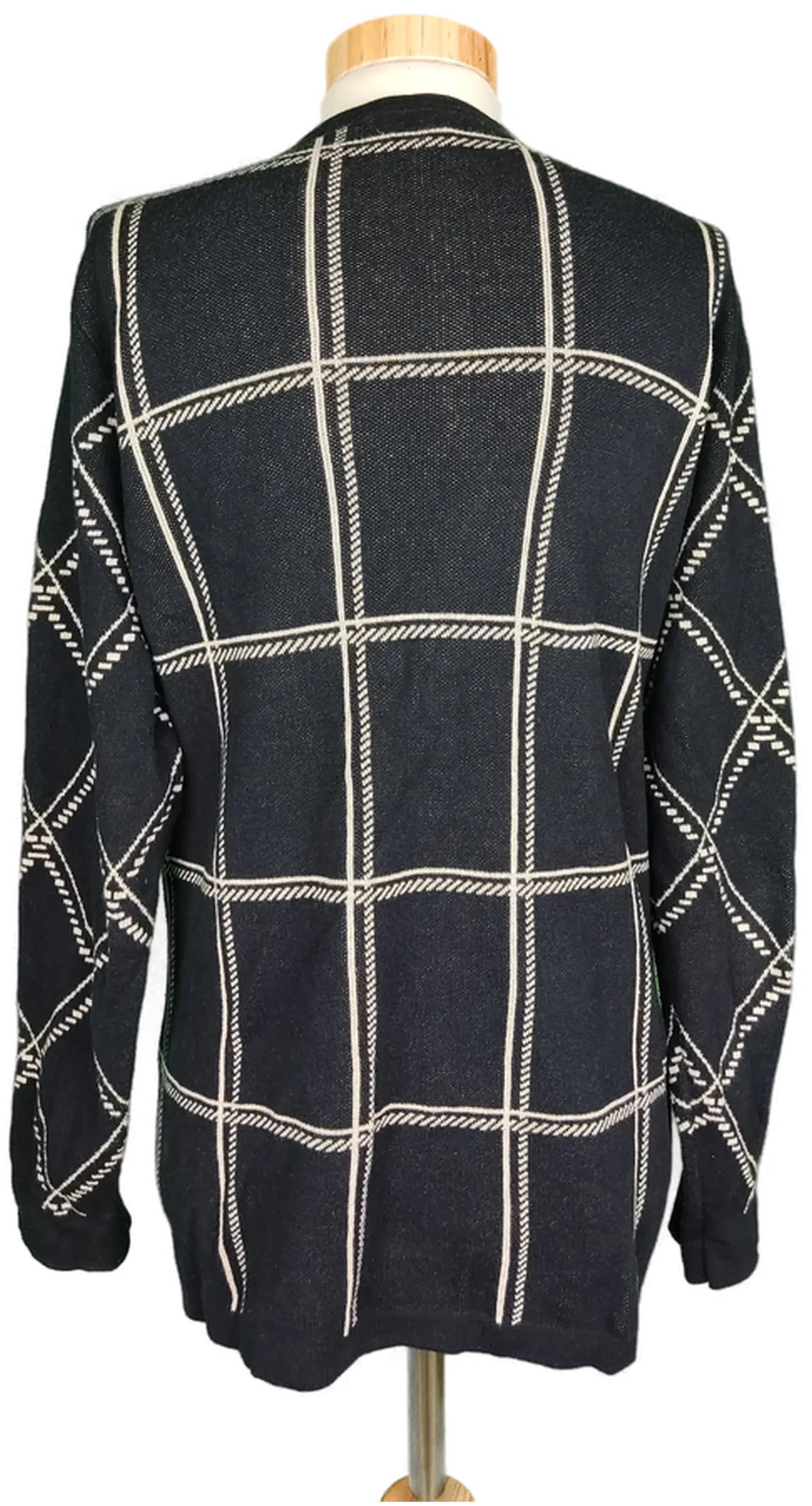Bexleys Damen Strickjacke schwar/beige kariert mit Reißverschluss - L/40 – Bild 2