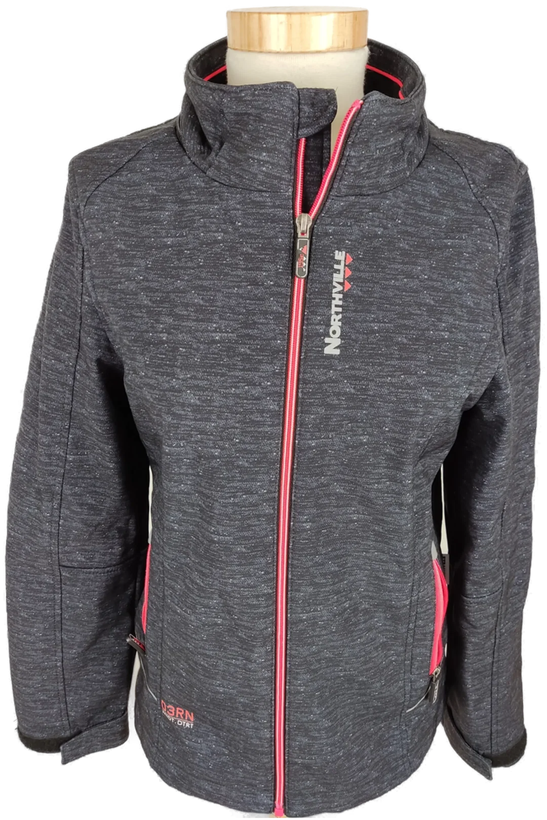 Sportjacke "Northville" langarm mit Zipp,, schwarz meliert mit Aufdruck, Größe 158 – Bild 3