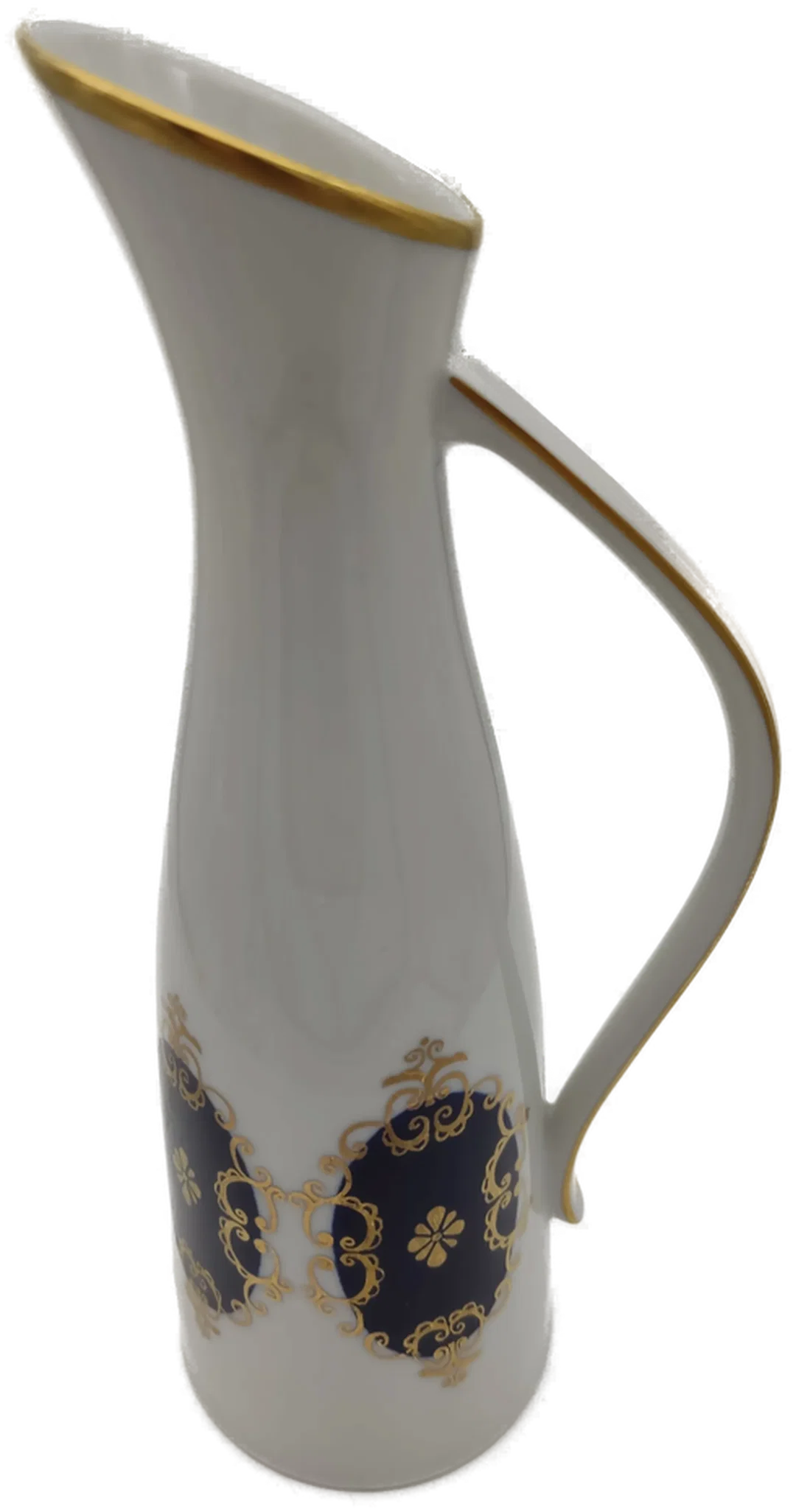 Porzellan Vase Echt Kobalt mit Gold von GDR 1762 | Unikat Henkelvase aus Thüringen  – Bild 2