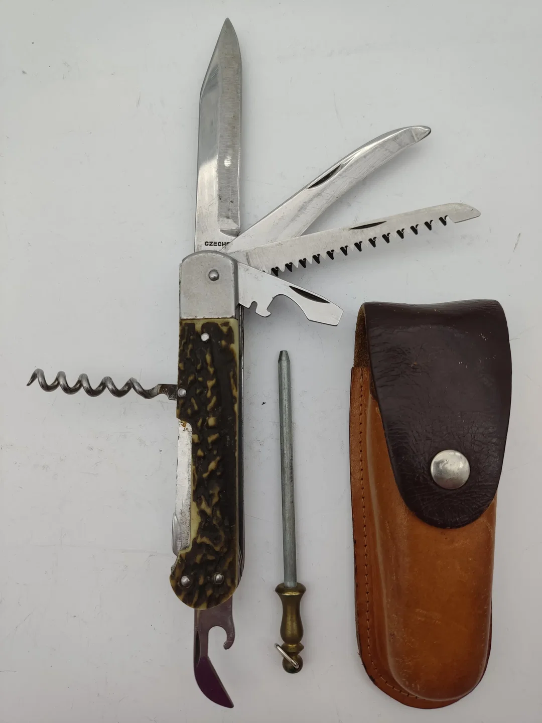 Mikov Fixir Jagdtaschenmesser mit Lederscheide | Tschechoslowakischer Schatz – Bild 1