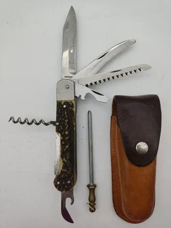 Mikov Fixir Jagdtaschenmesser mit Lederscheide | Tschechoslowakischer Schatz - Bild 1