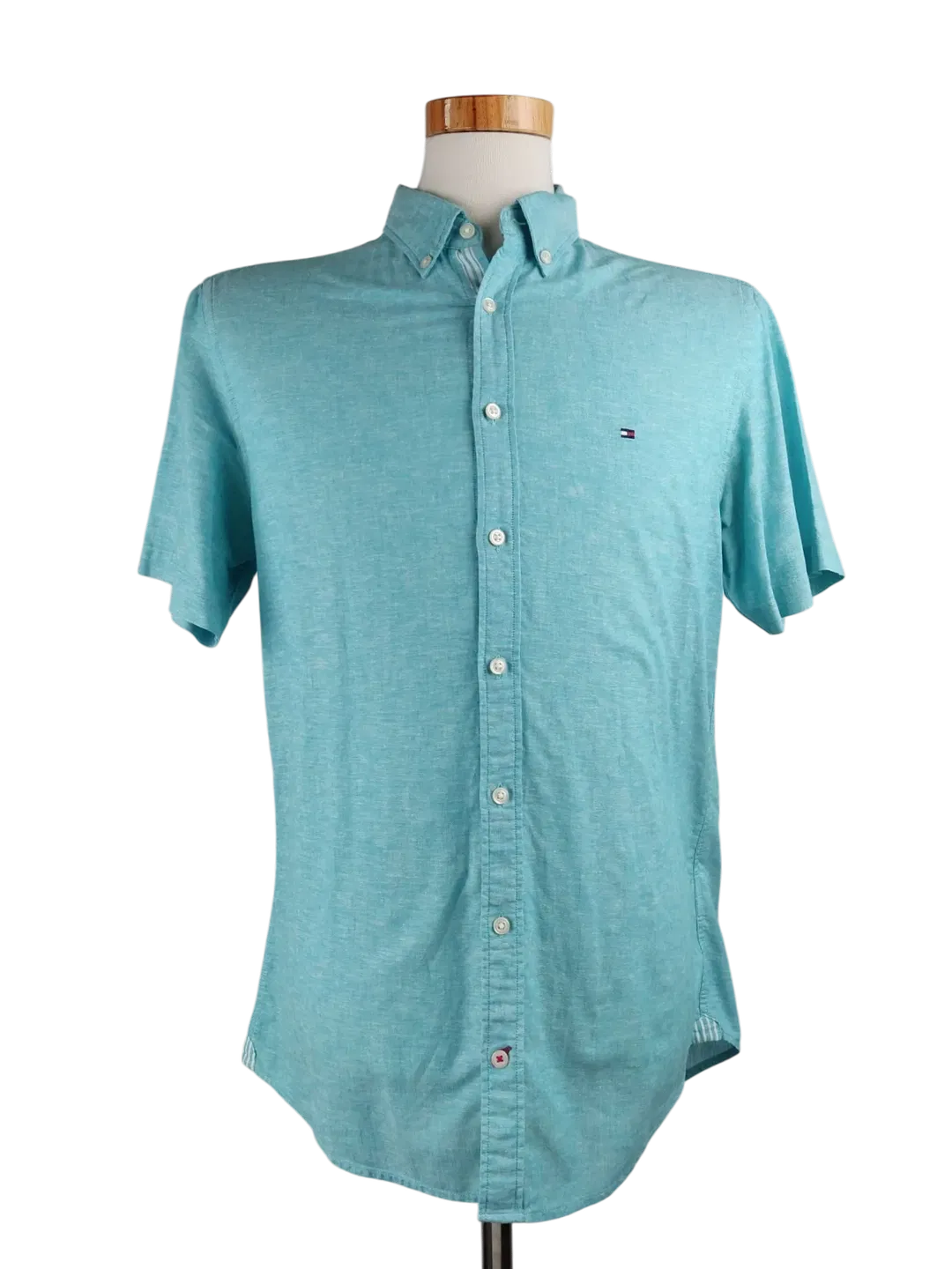Tommy Hilfiger Herren Kurzarmhemd, blau - Gr. S - Bild 4