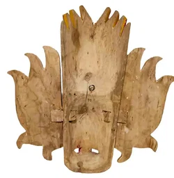Gini Raksha Maske – Handgeschnitzte Sri Lanka Wandmaske Feuer 27x27 - Bild 3