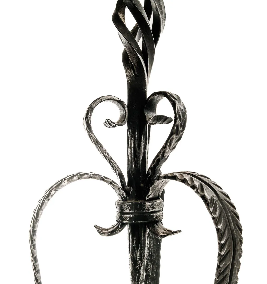 Antik-Schwarzer Kerzenständer aus Gusseisen, handgeschmiedet ca. 75 cm – Bild 3