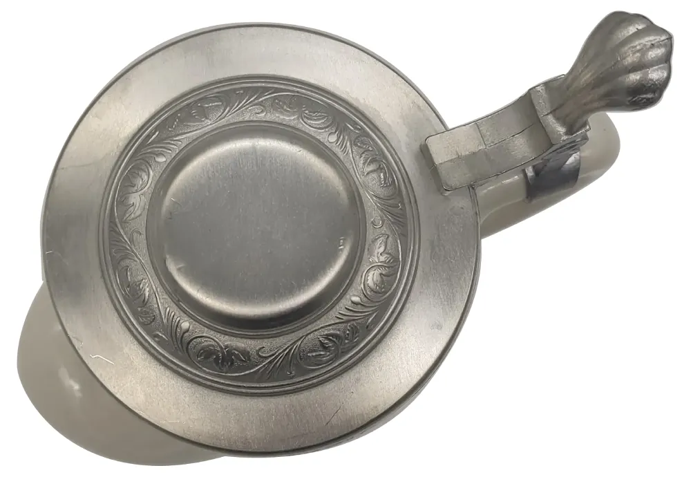 Bierkrug mit Deckel und Enzianmotiv in beige, Höhe 20cm – Bild 5
