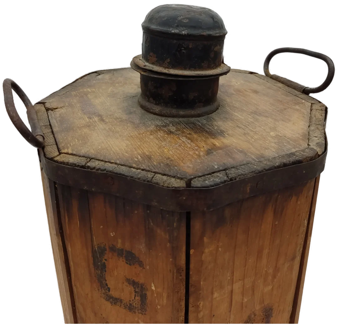 Antike Glasflasche mit Holzummantelung 10 Liter – Bild 3