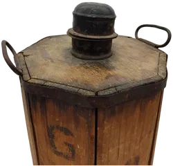 Antike Glasflasche mit Holzummantelung 10 Liter - Bild 3