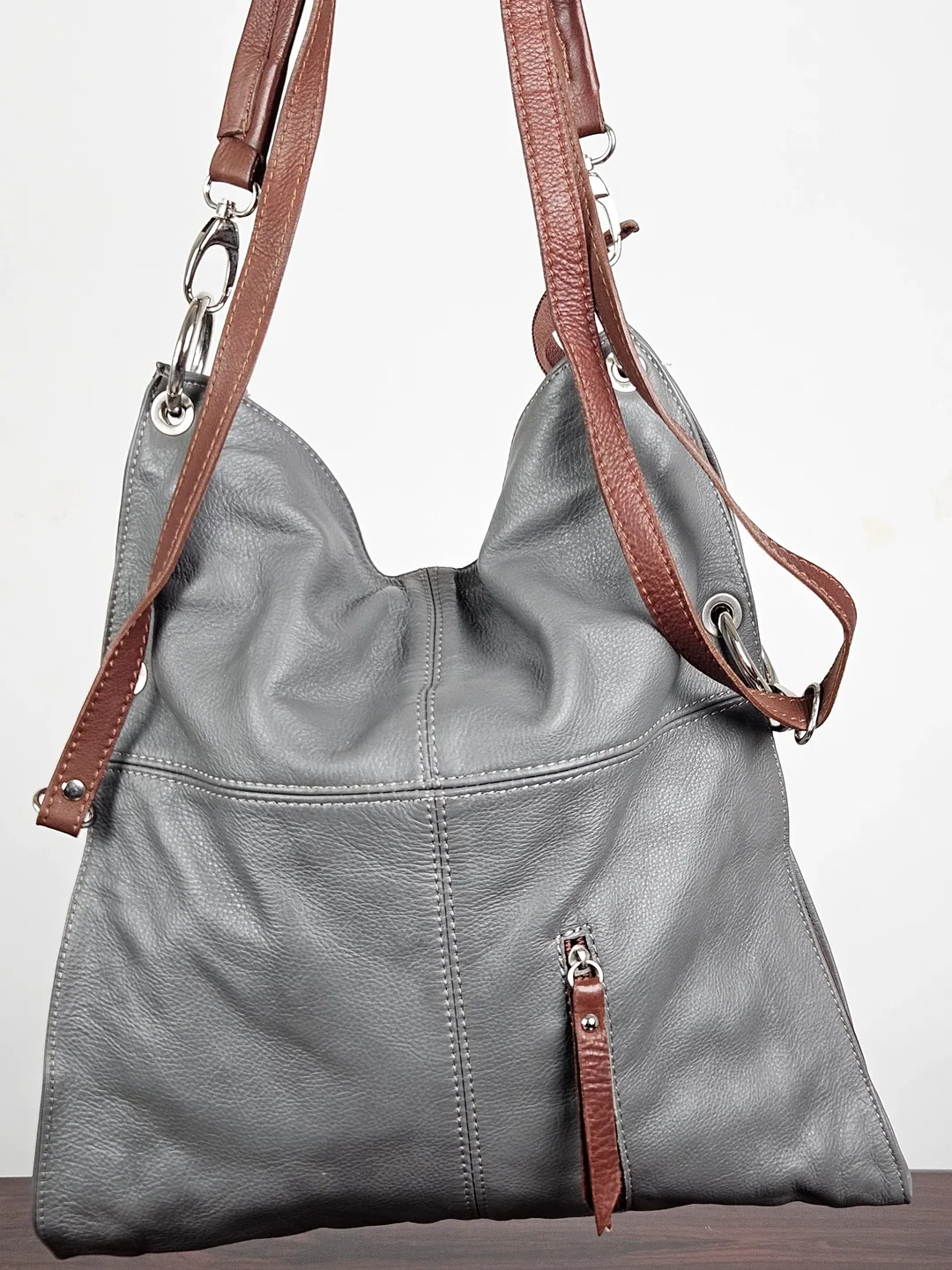 Damen Ledertasche - grau  - Bild 1