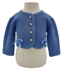 Alpenstrick Mädchen Bolero blau - 68 - Bild 1