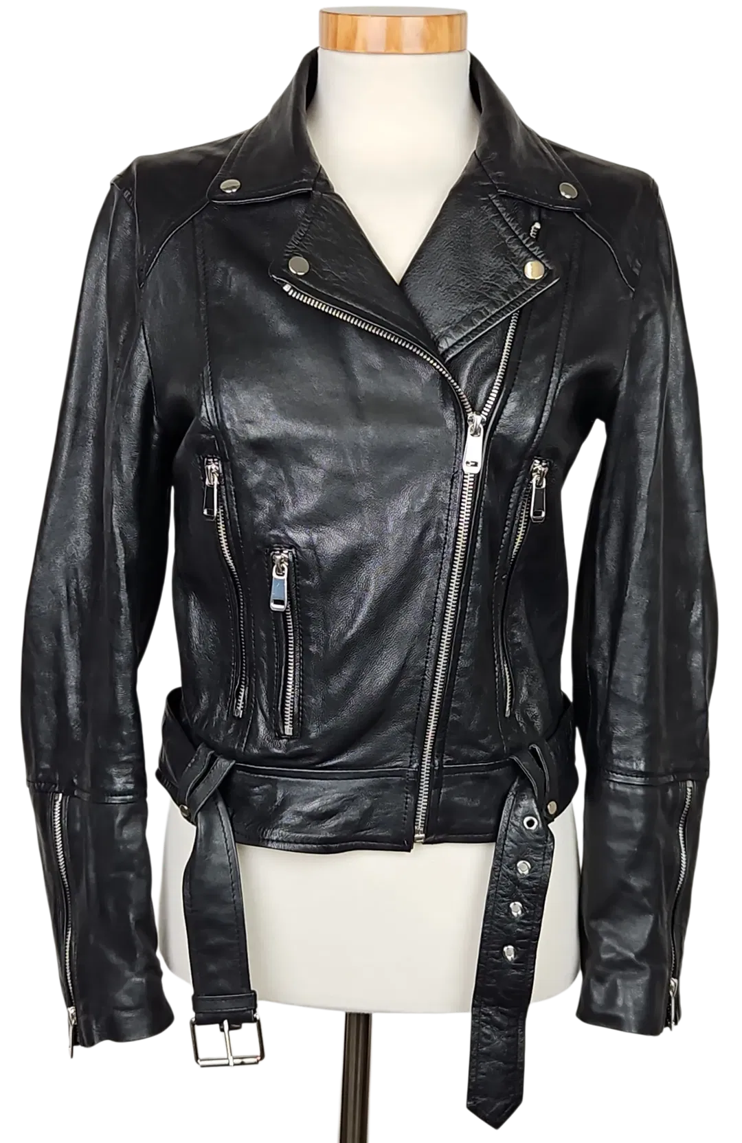 ZARA trf collection Damen Lederjacke, schwarz - Gr.  S - Bild 4