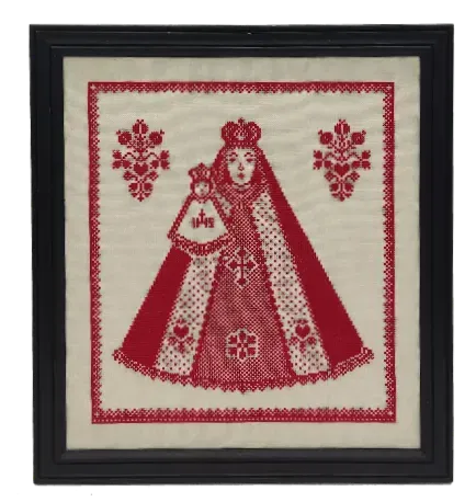 Besticktes Bild / Heiligenbild mit Bilderrahmen in Schwarz, 33x36cm - Bild 1