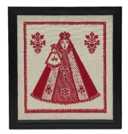 Besticktes Bild / Heiligenbild mit Bilderrahmen in Schwarz, 33x36cm - Bild 1