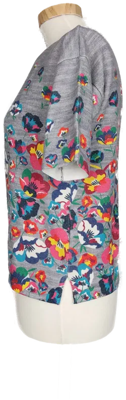 Benetton Mädchen Strickshirt grau/bunt geblümt - 10-11 Jahre - Bild 3