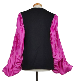 Zara Damen Pullover mit Puffärmeln, schwarz/violett - Gr. S  - Bild 3