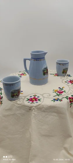 Lilien Porzellan Krug mit 2 Bechern 'Schneeberg' | Retro-Charme - Bild 2